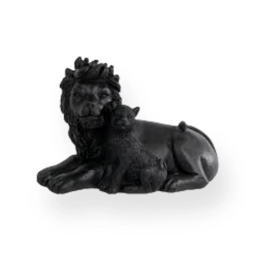 Beeld | Leeuw | Welp | Zwart | Polyresin | 13x9x15cm