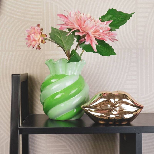 Swirl Vaas Groen – Aardewerk 15,5 cm | Housevitamin