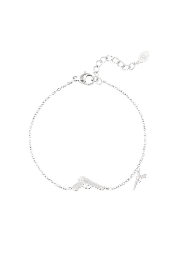 Zilveren Pistool Armband – Stainless Steel Statement Bracelet
