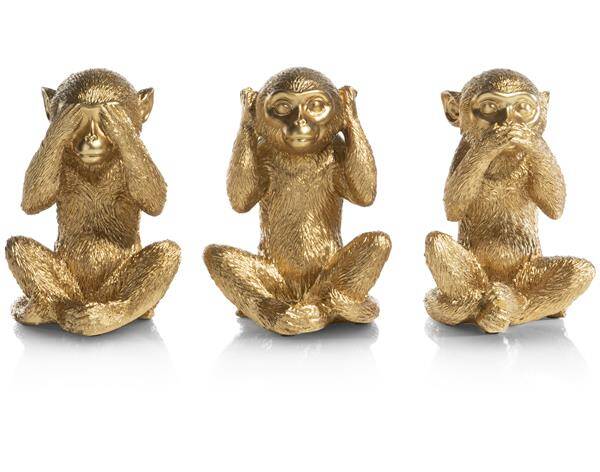 🐵 COCOmaison Gouden Aap Beeld – Dierenbeeld | Apenbeeld | Gouden Beeld – 14x14x20cm