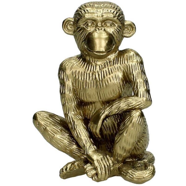 Beeld | Aap | Zittende aap | Goud | Polyresin | 11,5x9x15cm