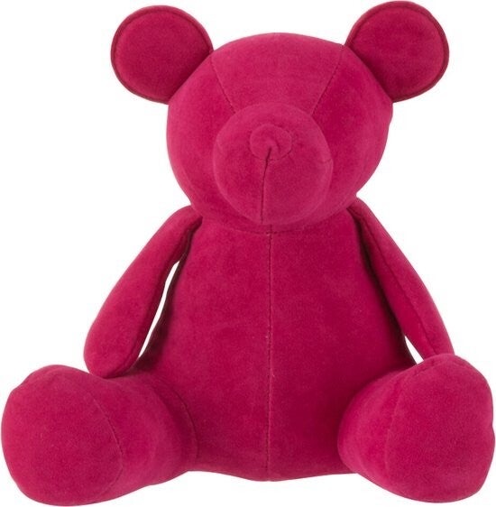 Beeld | Beer | J-line | Roze | Fluweel | 14cm