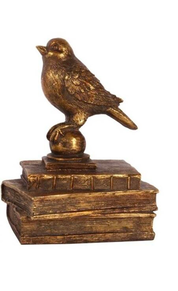 Beeld | Boekensteun | Vogel | Goud | 15x11x21cm