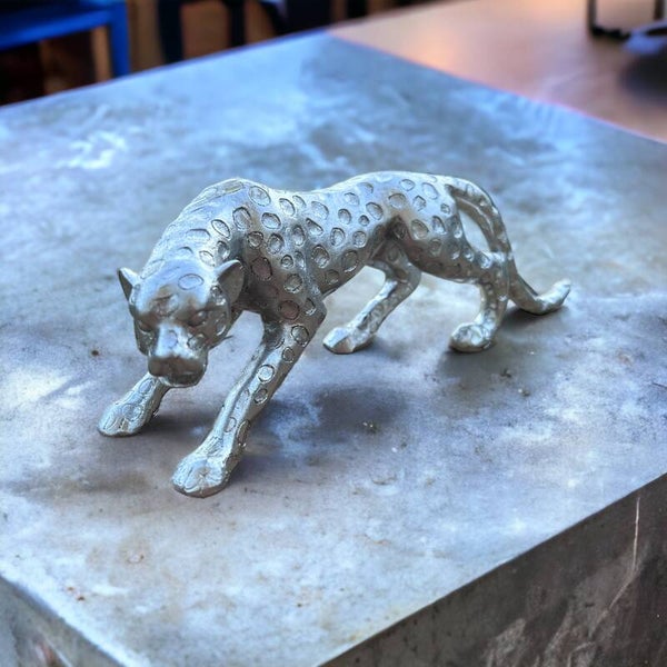 Beeld | Cheetah | Zilver | Polyresin | 28x8,5x8,5cm