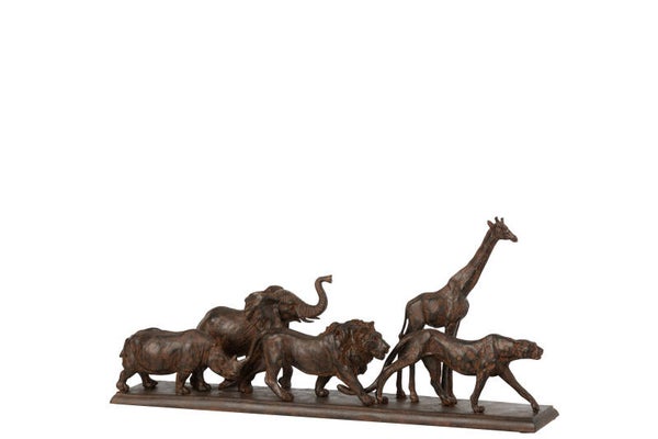 Beeld 5 wilde dieren op een voet