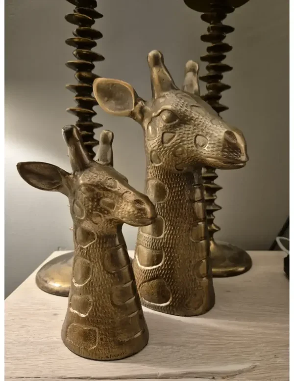 Set van 2 Giraffe Hoofden – Aluminium Antiek Goud Luxe Decoratie