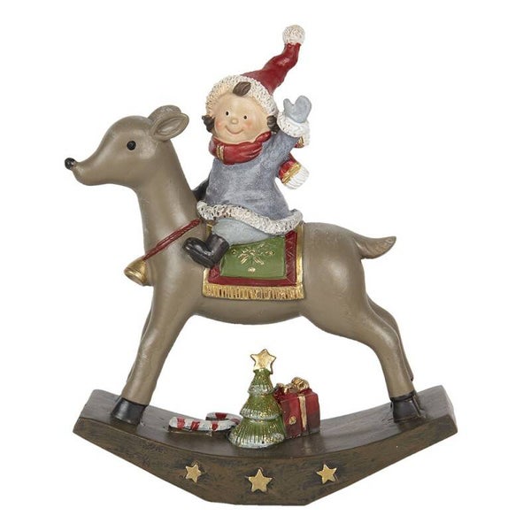 Beeld | Hert | Kind | Kerstdecoratie | Clayre&Eef | 16x5x19cm