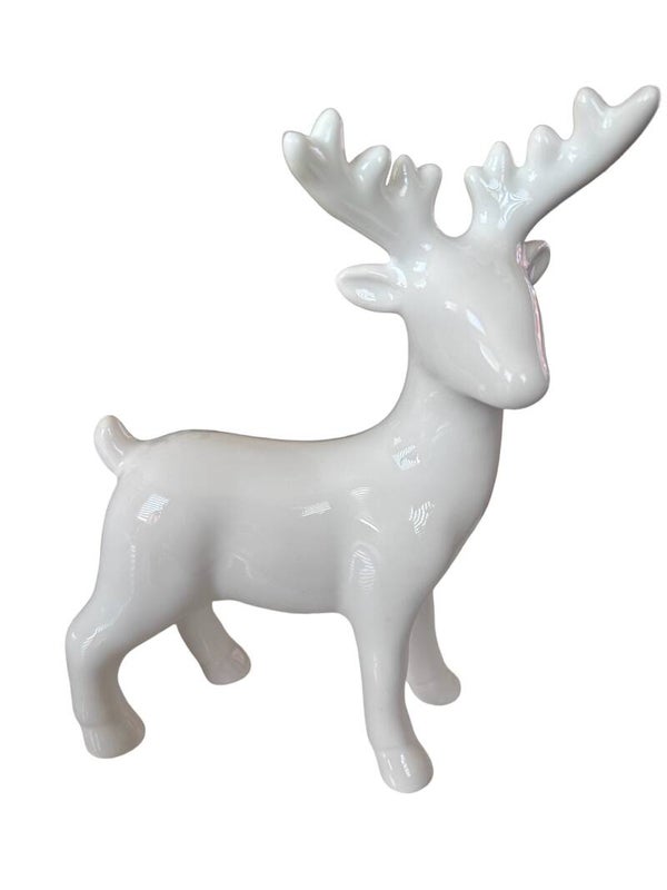 Beeld | Hert | Rendier | Wit | Keramiek | 15x6x22cm