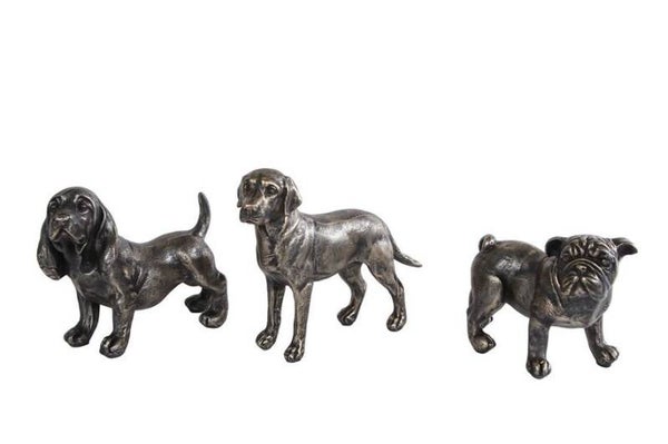 Beeld | Hond | Brons | Teckel | Labrador | Bulldog | 11x5,5x9,5cm