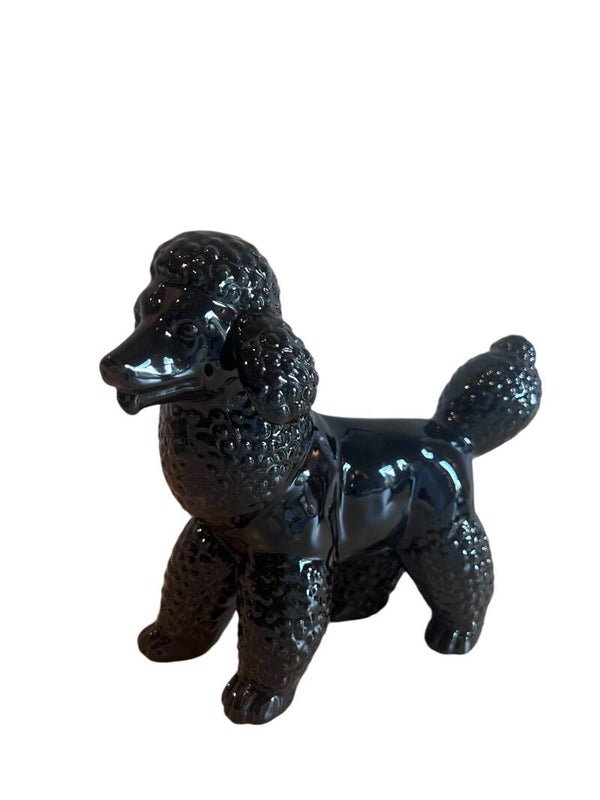 Beeld | Hond | Poedel | Zwart | Keramiek | 21x8x18cm