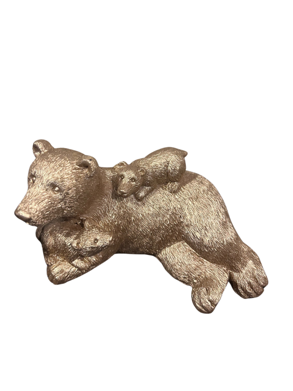 Beeld | Ijsbeer | Baby | Goud | Liggend | Polyresin | 15,5x6x10,5cm