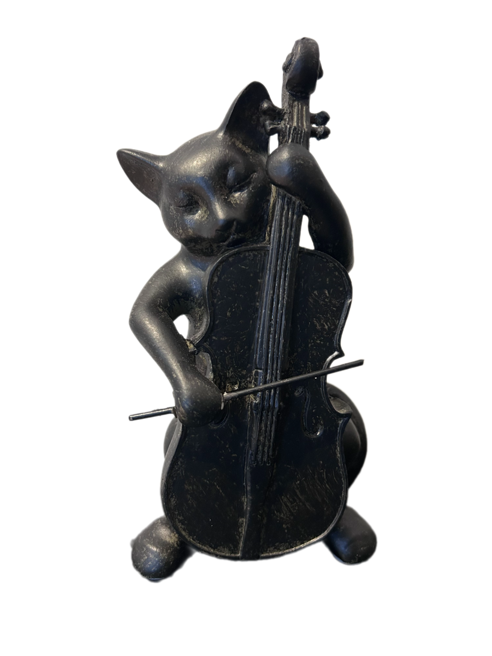 Beeld | Kat | Muziekinstrument | Antiek | Vintage | Zwart | 18cm | Meerdere opties