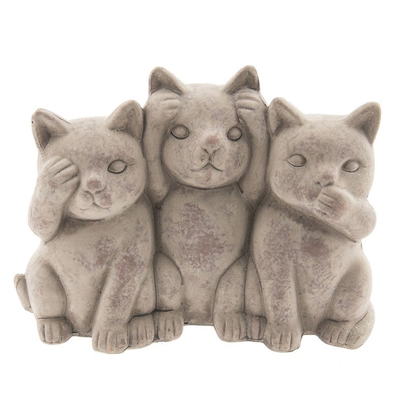 Beeld | Katten | Horen, Zien, Zwijgen | Clayre & Eef | 22x10x16cm