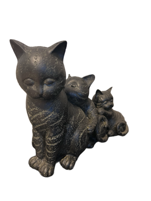 Beeld | Kat | Katten | Antiek | Vintage | Zwart | Polyresin | 25x9x20cm