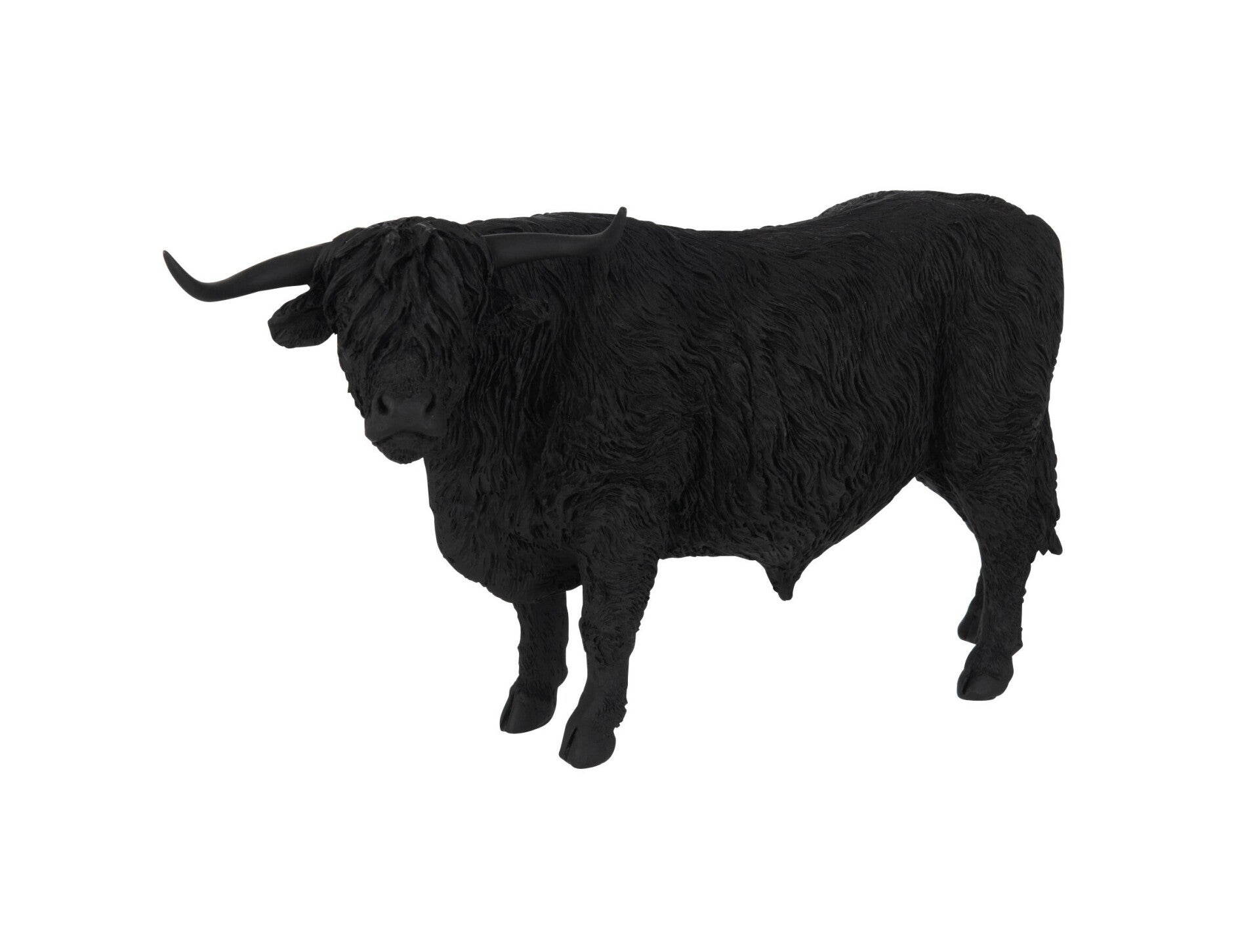 Beeld | Koe | Schotse Hooglander | J-line | Zwart | 35,5cm x 12cm x 18cm