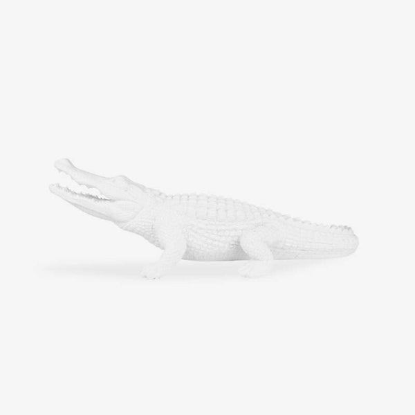 Beeld | krokodil | Wit | Composiethars | 39,5x17x12cm