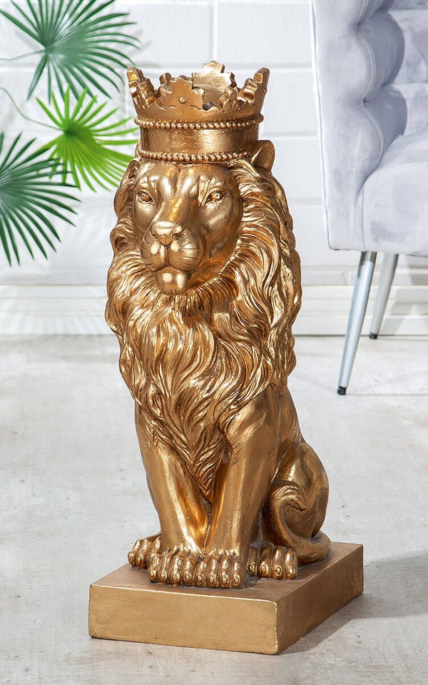 Beeld | Leeuw | XL | Goud | Metaal | 25x35x70cm