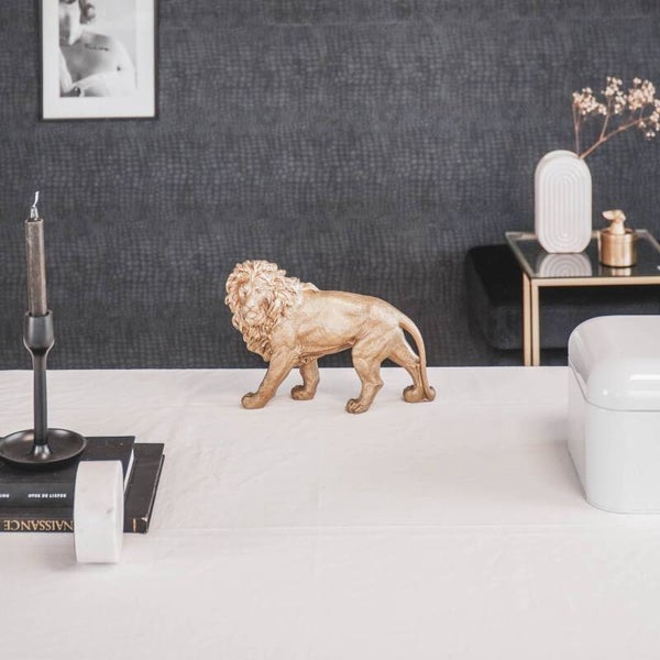 Beeld | Leeuw | Staand | Goud | Housevitamin | Polyresin | 13x33x12cm