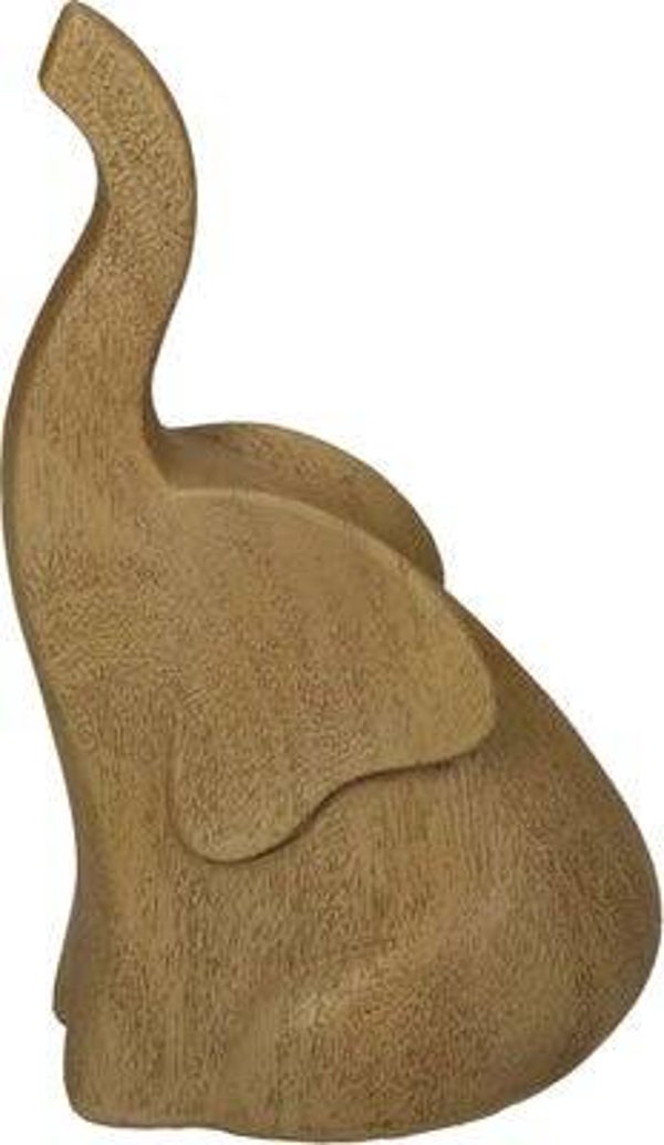 Beeld | Olifant | Bruin | Houtlook | Polyresin | 11x8x18cm