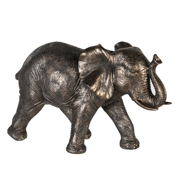 Beeld | Olifant | Grijs | Polyresin | 29x11x18cm