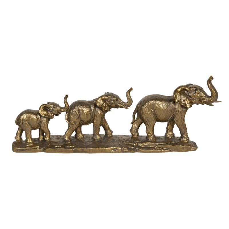 Beeld | Olifanten | Goud | Polyresin | Clayre & Eef | 45x9x17cm