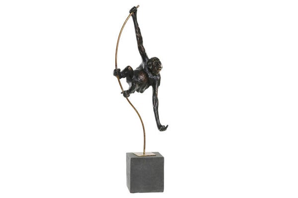Ornament | Aap | Hangend | Bruin/zwart | Polyresin, metaal | 18x11x59cm