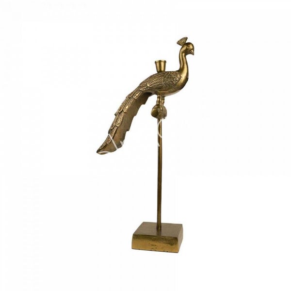 Kandelaar | Vloerkandelaar | Pauw | Goud | Colmore | Aluminium | 27x13x58cm