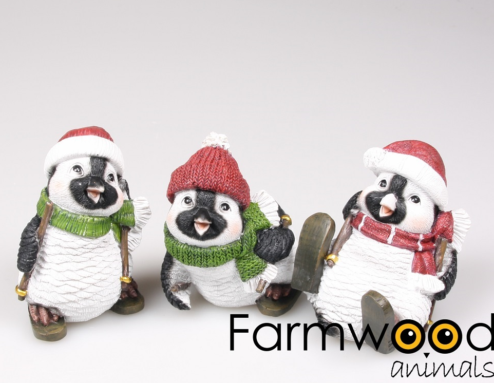 Beeld | Pinguïn | Kerstdecoratie | Polystone | 9x10x12cm