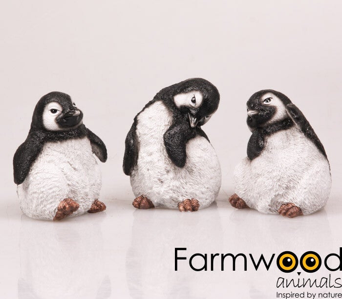 Beeld | Pinguïn | Zwart | Wit | Polyresin | 8x6x8cm | 3 verschillende