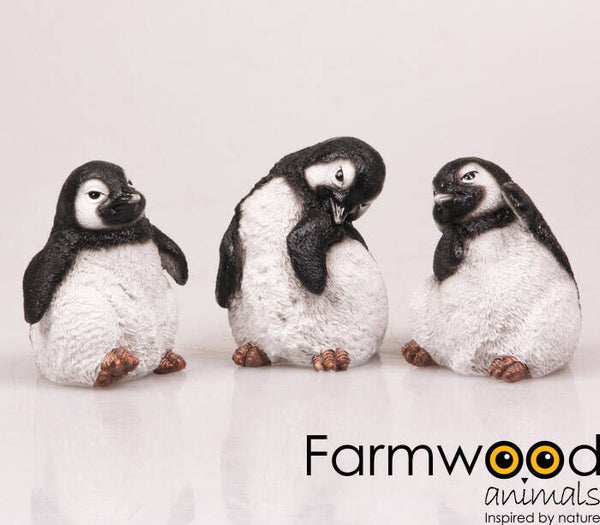 Beeld | Pinguïn | Zwart | Wit | Polyresin | 8x6x8cm | 3 verschillende