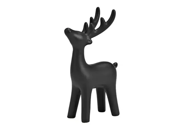 Beeld | Rendier | Zwart | Keramiek | 10x5x17cm