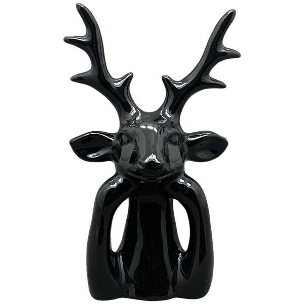 Beeld | Rendier | Zwart | Dolomiet | 14,5x10x24cm