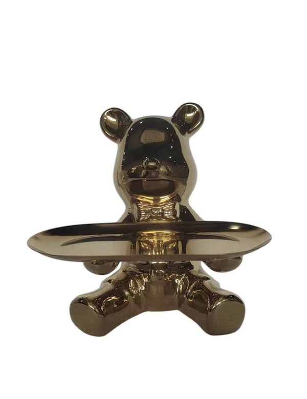 Gouden Beer Schaal – Luxe Decoratieschaal met Beeldje