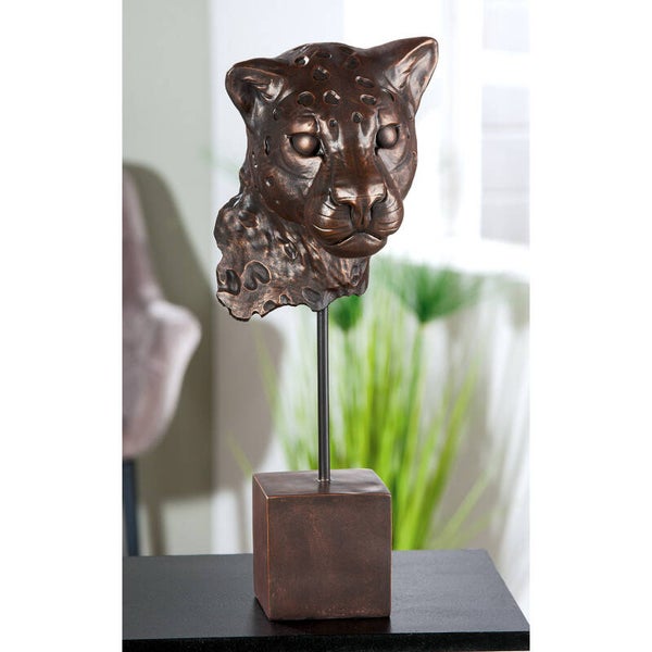 Beeld | Sculptuur | Luipaard | Antiek | Brons | Kunsthars | 19,5x19,5x46cm
