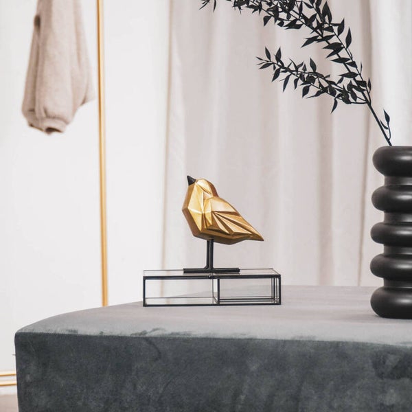 Beeld | Vogel | Goud | Zwart | Housevitamin | Polyresin | 12,5x8x15cm