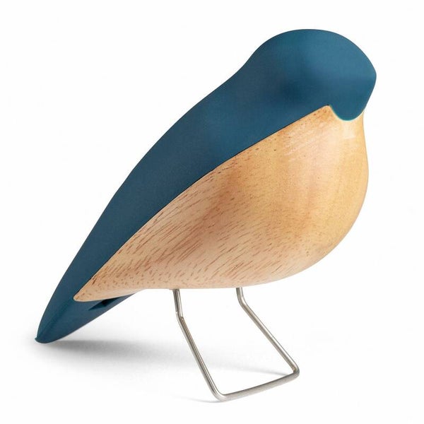 Design beeldje vogel 'The Nightingale, Midnight Blue' in blauw