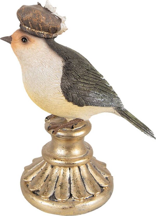 Vogelbeeldje met Barok Hoed – 8x13x17 cm – Polyresin | Clayre & Eef