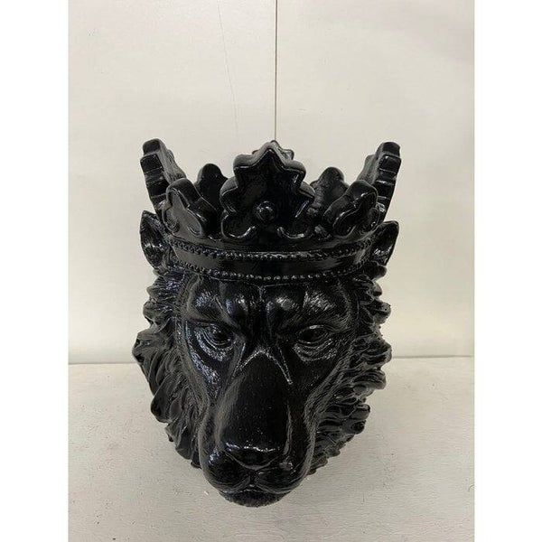 Bloempot leeuw zwart