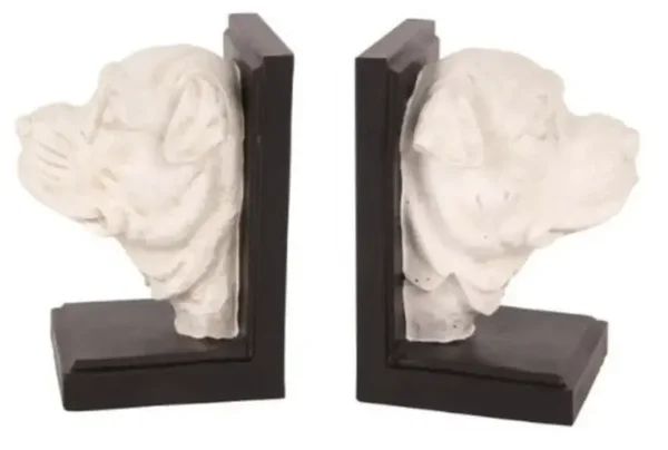 Boekensteunen Hond – Set van 2 Crème & Donkerbruin