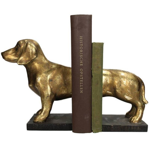 Boekensteunen hond / teckel goud