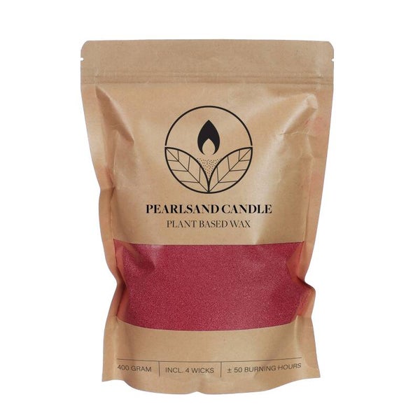 Burning Sand | Kaarsenzand | Geurloos | Burgundy | 400 gram | Incl. 4 lonten | 50 branduren