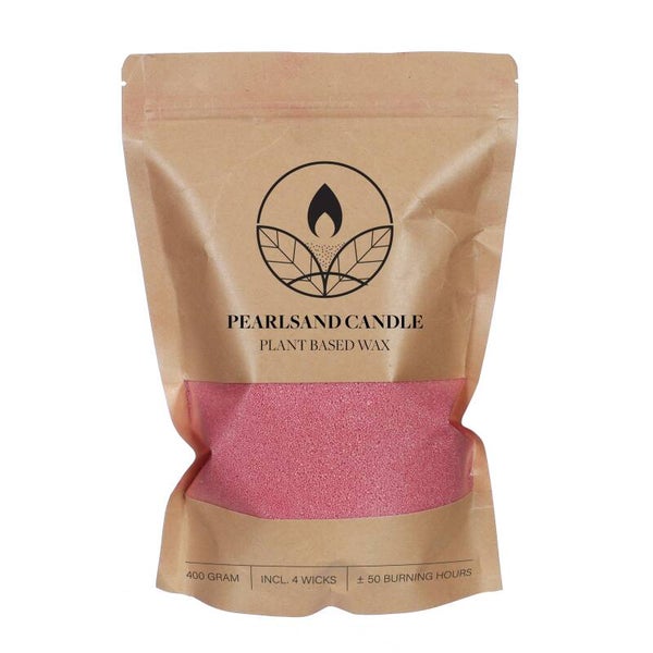 Burning Sand | Kaarsenzand | Geurloos | Roze | 400 gram | Incl. 4 lonten | 50 branduren