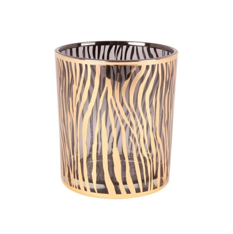Theelichthouder | Zebra | Goud | Glas | Dutch Style | 9x9x10cm