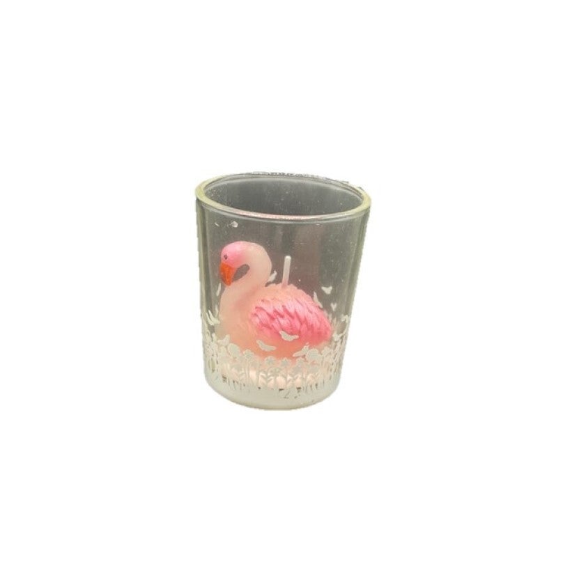 Kaarsje flamingo in glas