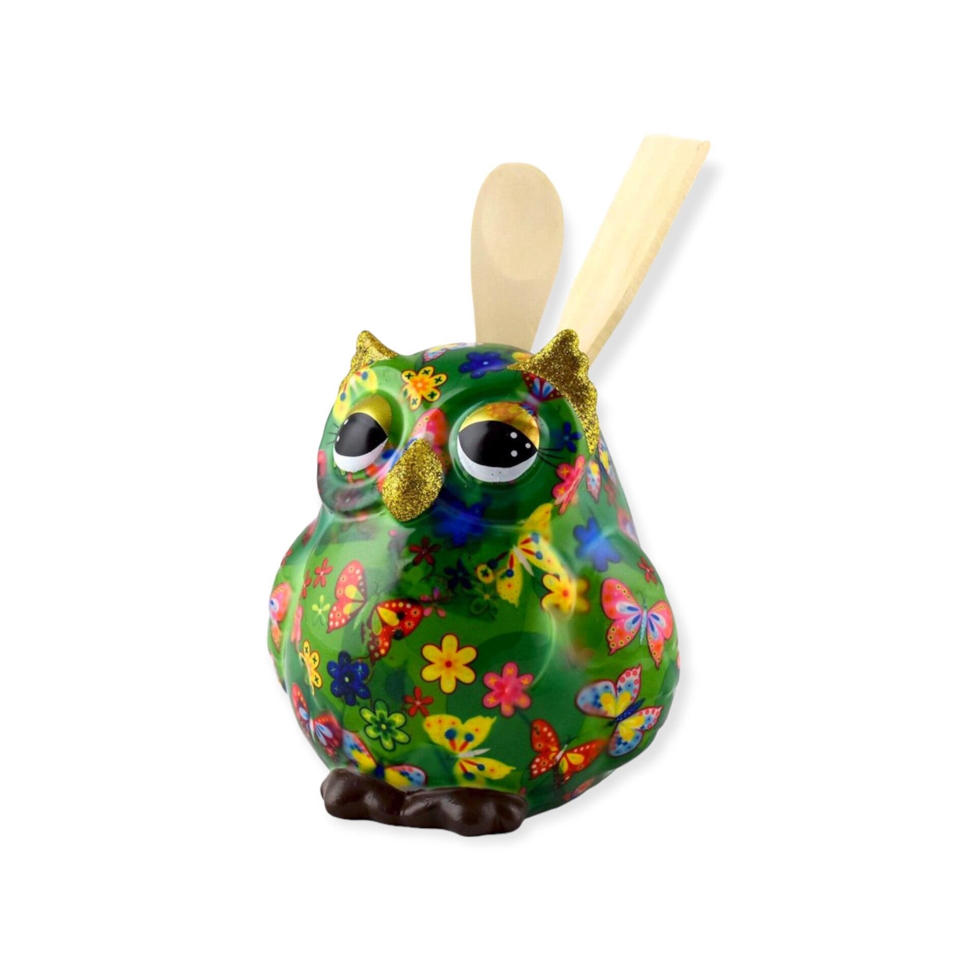 Keukengereihouder Uil Olive in groen met bloemetjes en vlinders (butterfly dream forestgreen)