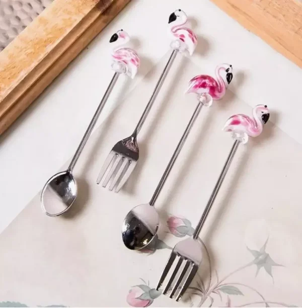 Dessertbestek flamingo