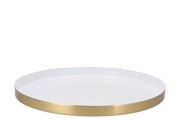 Dienblad rond wit met goud in 2 maten