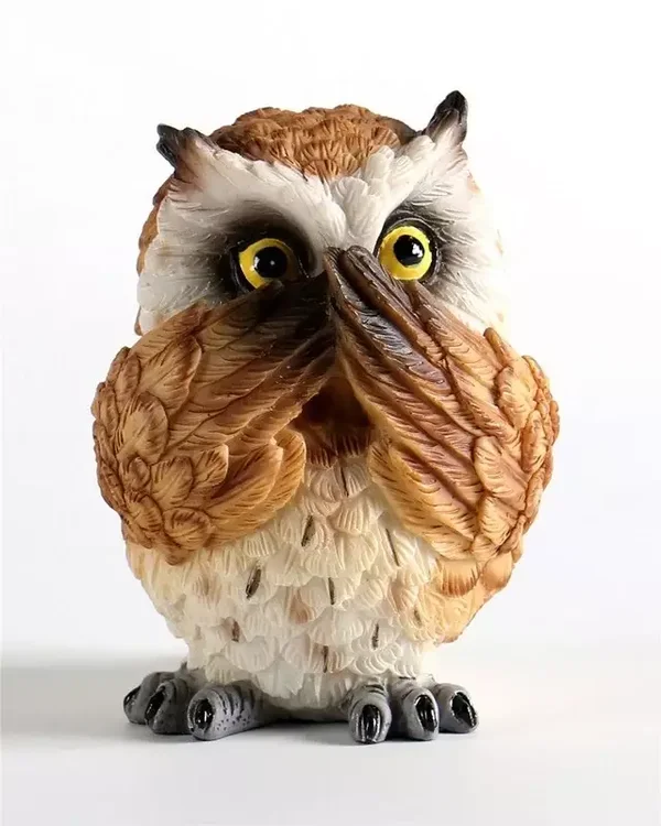 Beelden | Uil | Bruin | Horen, Zien & Zwijgen | 8x9x10cm | Polyresin | Set van 3