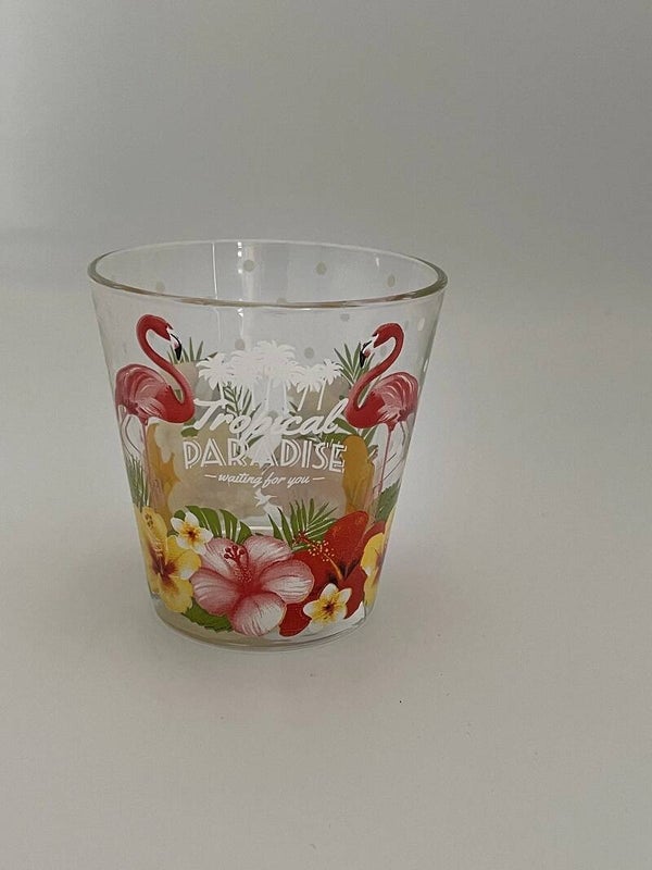 Drinkglas / waterglas 'Tropical Paradise' met flamingo's
