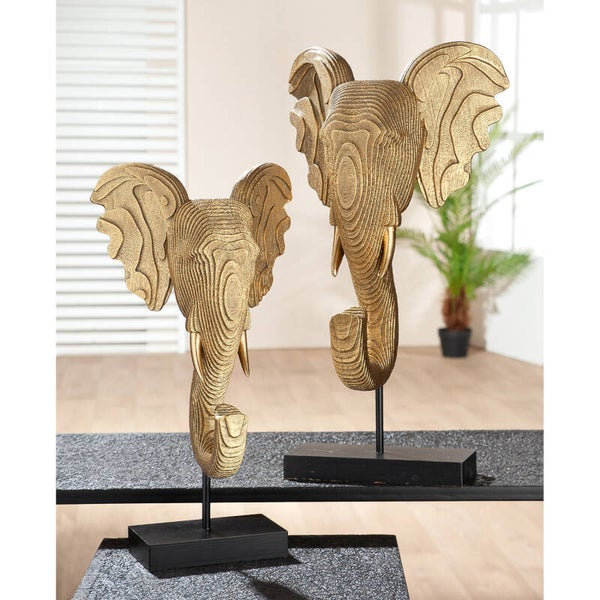 Luxe Gouden Olifantenkop – Dierenbeeld Woondecoratie | Kunsthars